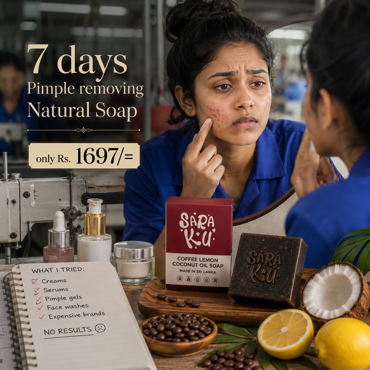 Saraku Pure Coconut Oil Coffee Lemon Soap